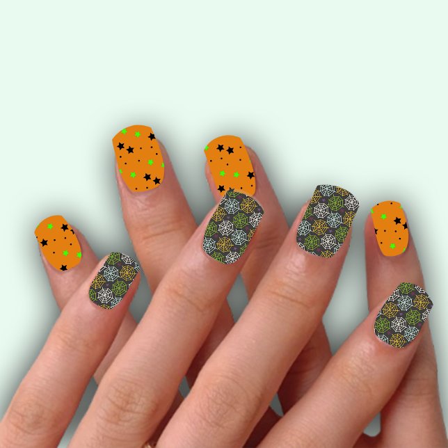 Halloween Cobwebs and Stars Combo Minx Nail Art (Creator Uploaded)