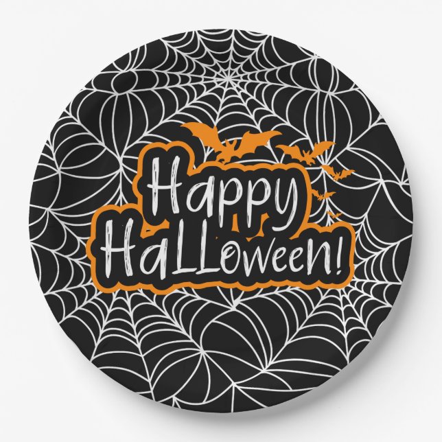 Halloween Cobwebs Paper Plates (Front)