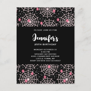 Halloween Cobwebs & Spiders Pattern Invitation Postcard