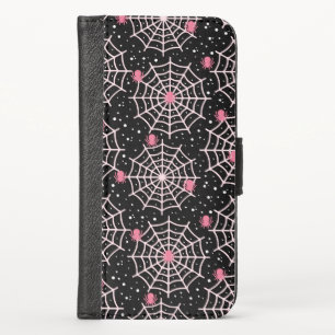 Halloween Cobwebs & Spiders Pattern iPhone X Wallet Case