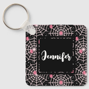 Halloween Cobwebs & Spiders Pattern Keychain