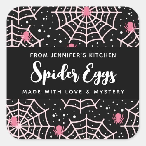 Halloween Cobwebs  Spiders Pattern Kitchen Square Sticker