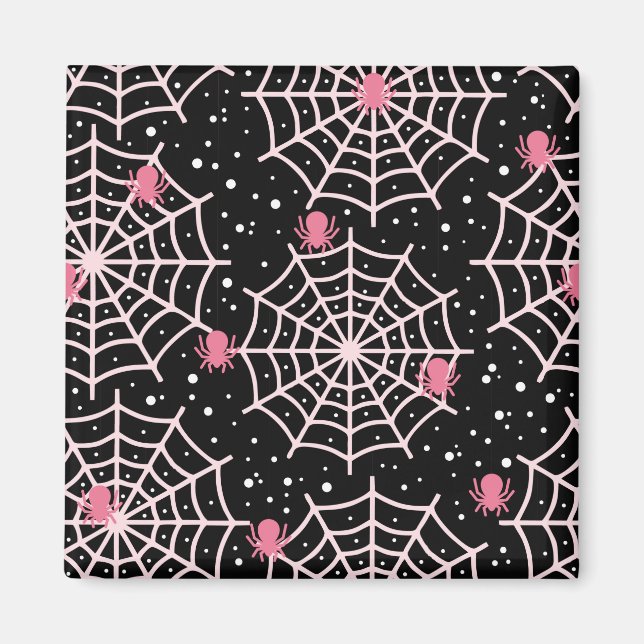 Halloween Cobwebs & Spiders Pattern Magnet (Front)