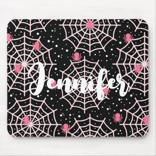 Halloween Cobwebs  Spiders Pattern Mouse Pad