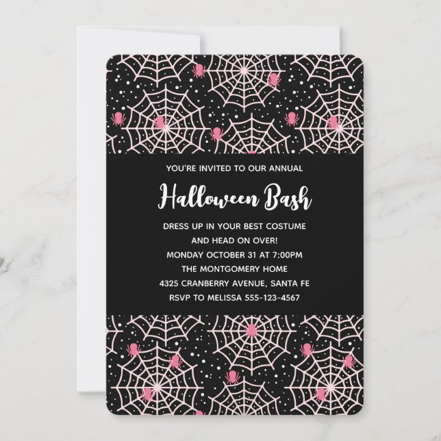 Halloween Cobwebs & Spiders Pattern Party Invitation (Front)