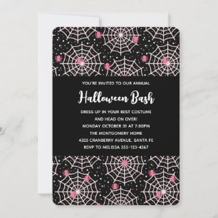 Halloween Cobwebs & Spiders Pattern Party Invitation