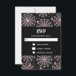 Halloween Cobwebs & Spiders Pattern RSVP Card<br><div class="desc">An RSVP card with a cute seamless pattern with white cobwebs and pink spiders.</div>