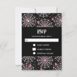 Halloween Cobwebs & Spiders Pattern RSVP Card<br><div class="desc">An RSVP card with a cute seamless pattern with white cobwebs and pink spiders.</div>