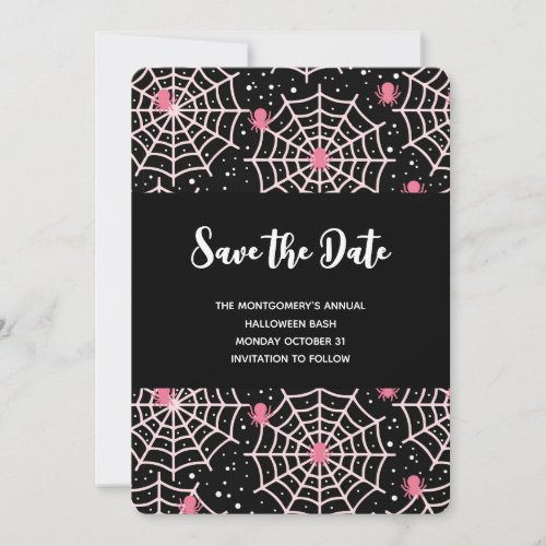 Halloween Cobwebs  Spiders Pattern Save The Date