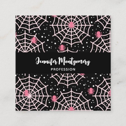 Halloween Cobwebs  Spiders Pattern Square Business Card