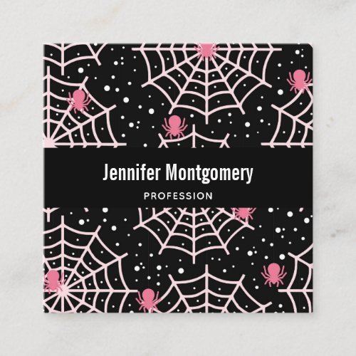 Halloween Cobwebs  Spiders Pattern Square Business Card