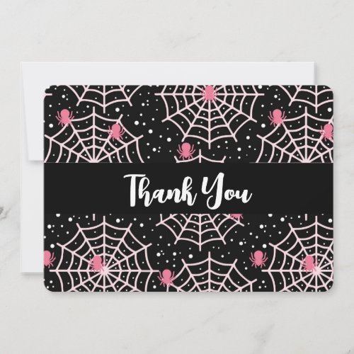 Halloween Cobwebs  Spiders Pattern Thank You Card