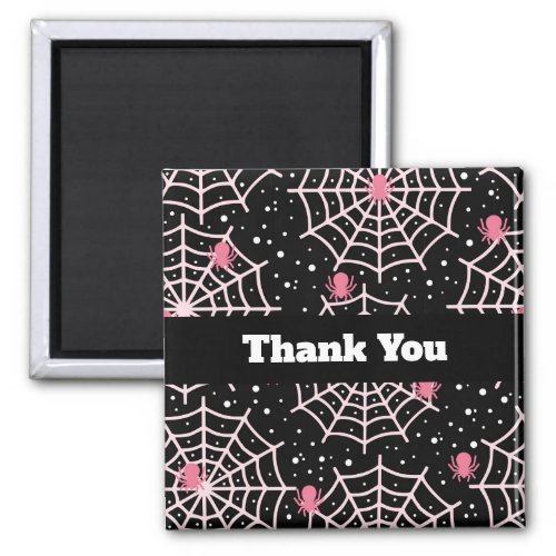 Halloween Cobwebs  Spiders Pattern Thank You Magnet