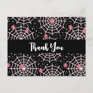 Halloween Cobwebs & Spiders Pattern Thank You Postcard