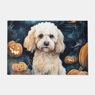 Halloween Cockapoo With Pumpkins Scary  Doormat