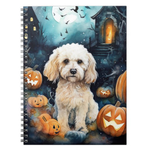 Halloween Cockapoo With Pumpkins Scary Notebook
