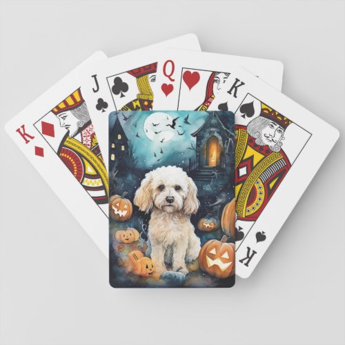 Halloween Cockapoo With Pumpkins Scary  Playing Cards