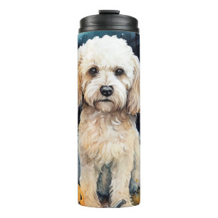 Halloween Cockapoo With Pumpkins Scary Thermal Tumbler