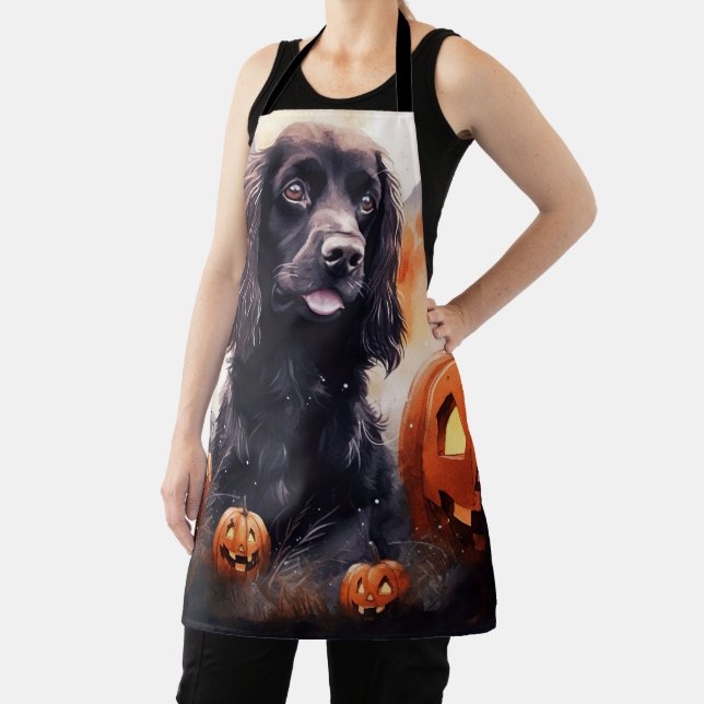 Halloween Cocker Spaniel With Pumpkins  Apron (Insitu)