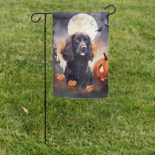 Halloween Cocker Spaniel With Pumpkins Garden Flag