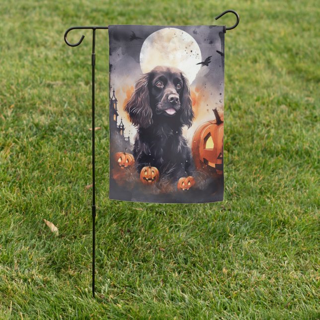 Halloween Cocker Spaniel With Pumpkins  Garden Flag (In SItu)