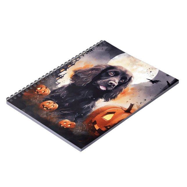 Halloween Cocker Spaniel With Pumpkins  Notebook (Left Side)