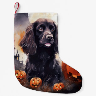 Halloween Cocker Spaniel With Pumpkins Small Christmas Stocking