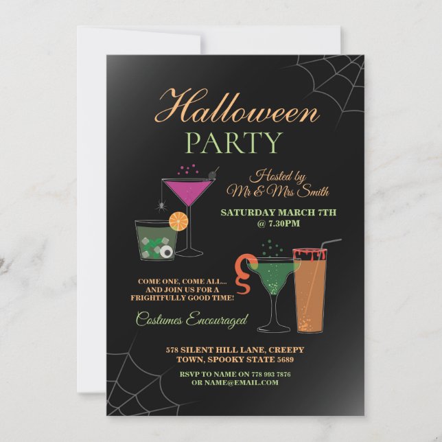 Halloween Cocktail Invite House Party Spooky (Front)