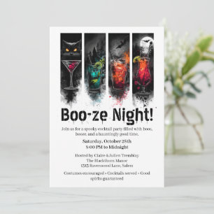 Halloween Cocktail Party Boo-ze Night Invitation