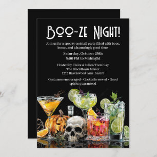 Halloween Cocktail Party Boo-ze Night Invitation