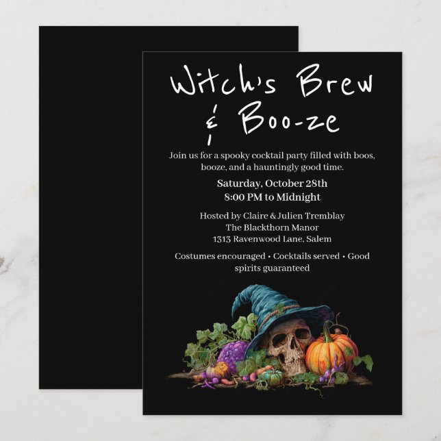Halloween Cocktail Party | Boo-ze Night Invitation (Front/Back)