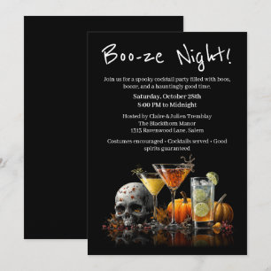 Halloween Cocktail Party   Boo-ze Night Invitation