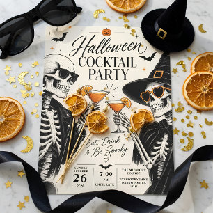 Halloween Cocktail Party Chic Skeleton Cocktail Holiday Card