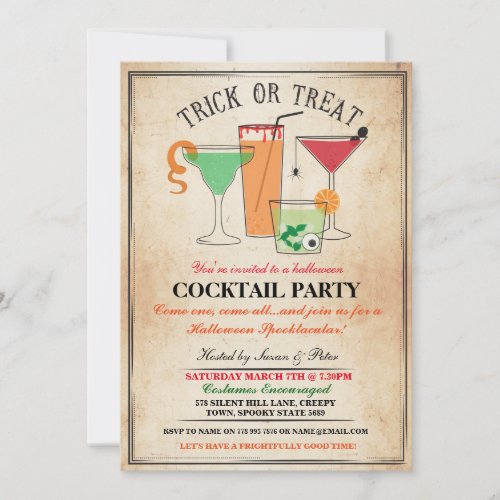 Halloween Cocktail Party Drinks Spook Party Invite