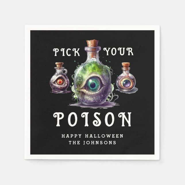 Halloween Cocktail Party Pick Your Poison Napkins (Front)