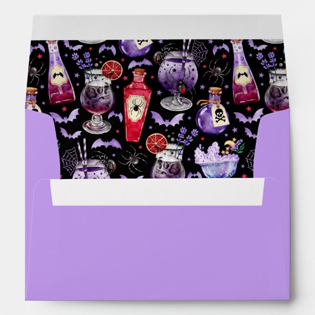 Halloween Cocktail Party Purple, Red and Black Envelope (Back (Bottom))