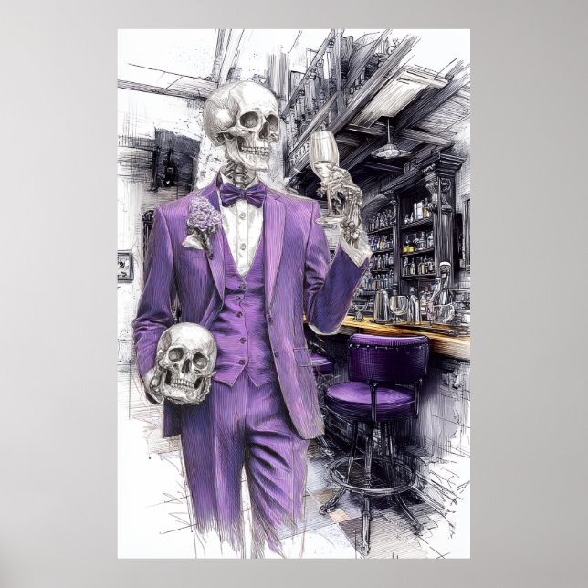 Halloween Cocktail Party | Skeleton Gentleman Poster (Front)