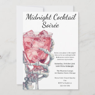 Halloween Cocktail Party   Skeleton Hand  Invitation