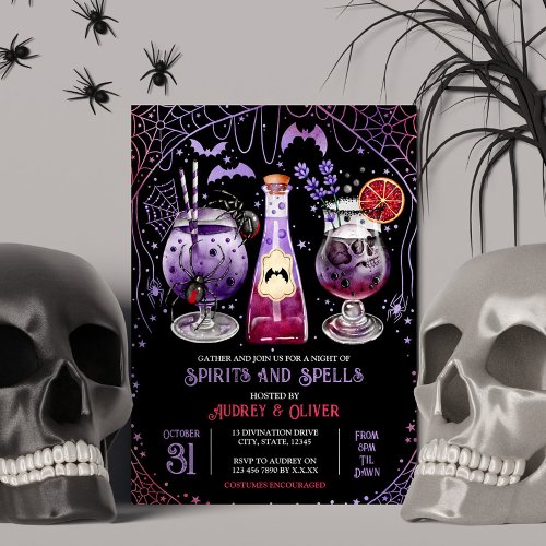 Halloween Cocktail Party Spirits and Spells Witch Invitation