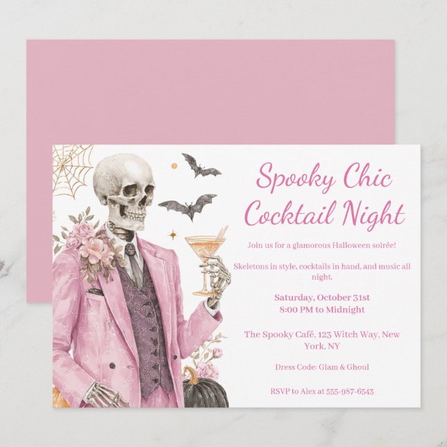 Halloween Cocktail Party | Spooky Chic Night Invitation (Front/Back)