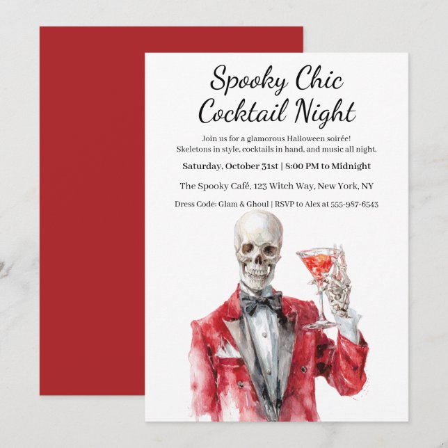 Halloween Cocktail Party | Spooky Chic Night Invitation (Front/Back)