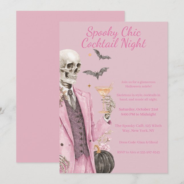 Halloween Cocktail Party | Spooky Chic Night Invitation (Front/Back)