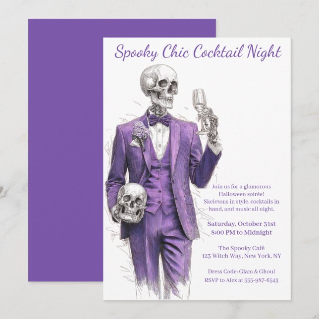 Halloween Cocktail Party | Spooky Chic Night Invitation (Front/Back)