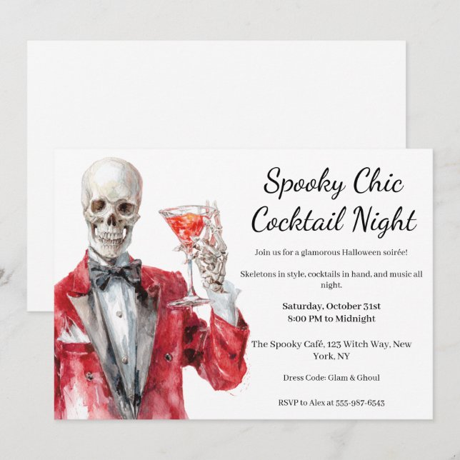 Halloween Cocktail Party | Spooky Chic Night Invitation (Front/Back)