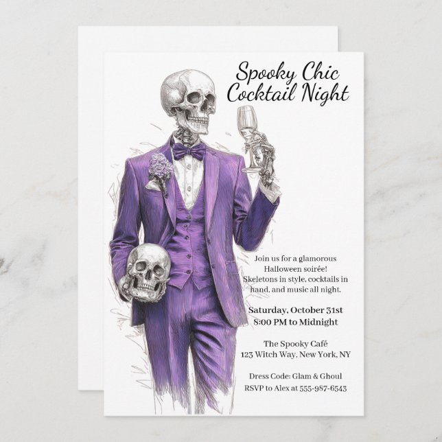 Halloween Cocktail Party | Spooky Chic Night Invitation (Front/Back)