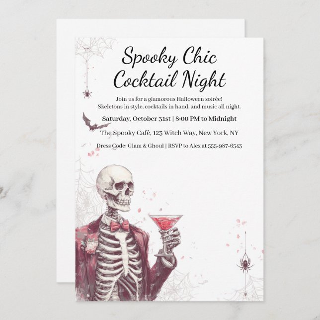 Halloween Cocktail Party | Spooky Chic Night Invitation (Front/Back)