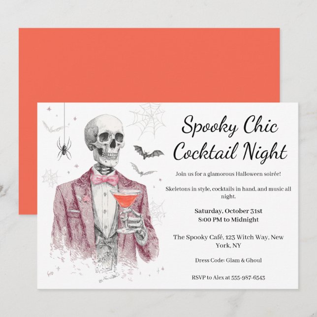 Halloween Cocktail Party | Spooky Chic Night Invitation (Front/Back)