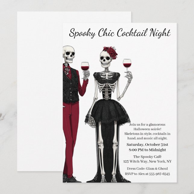 Halloween Cocktail Party | Spooky Chic Night Invitation (Front/Back)