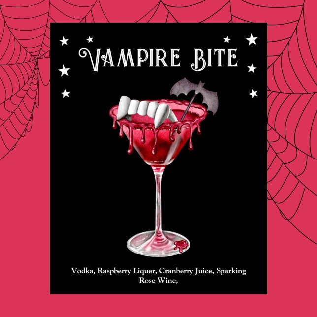 Halloween Cocktail Party Vampire Martini Recipe  Poster (Halloween Cocktail Party Vampire Martini Recipe Poster)