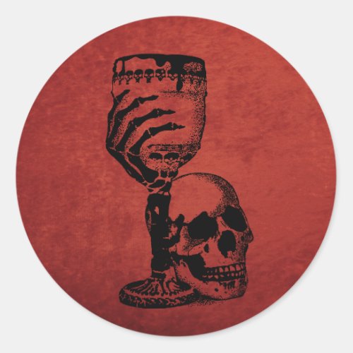 Halloween Cocktail Skull Wine Glass Classic Round Sticker